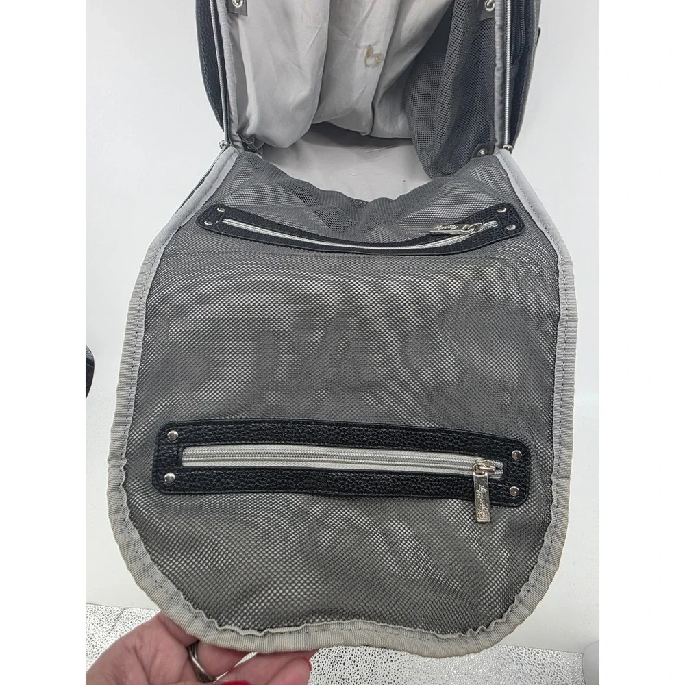Itzy Ritzy Boss Backpack Diaper Bag Black Herringbone Silver Hardware